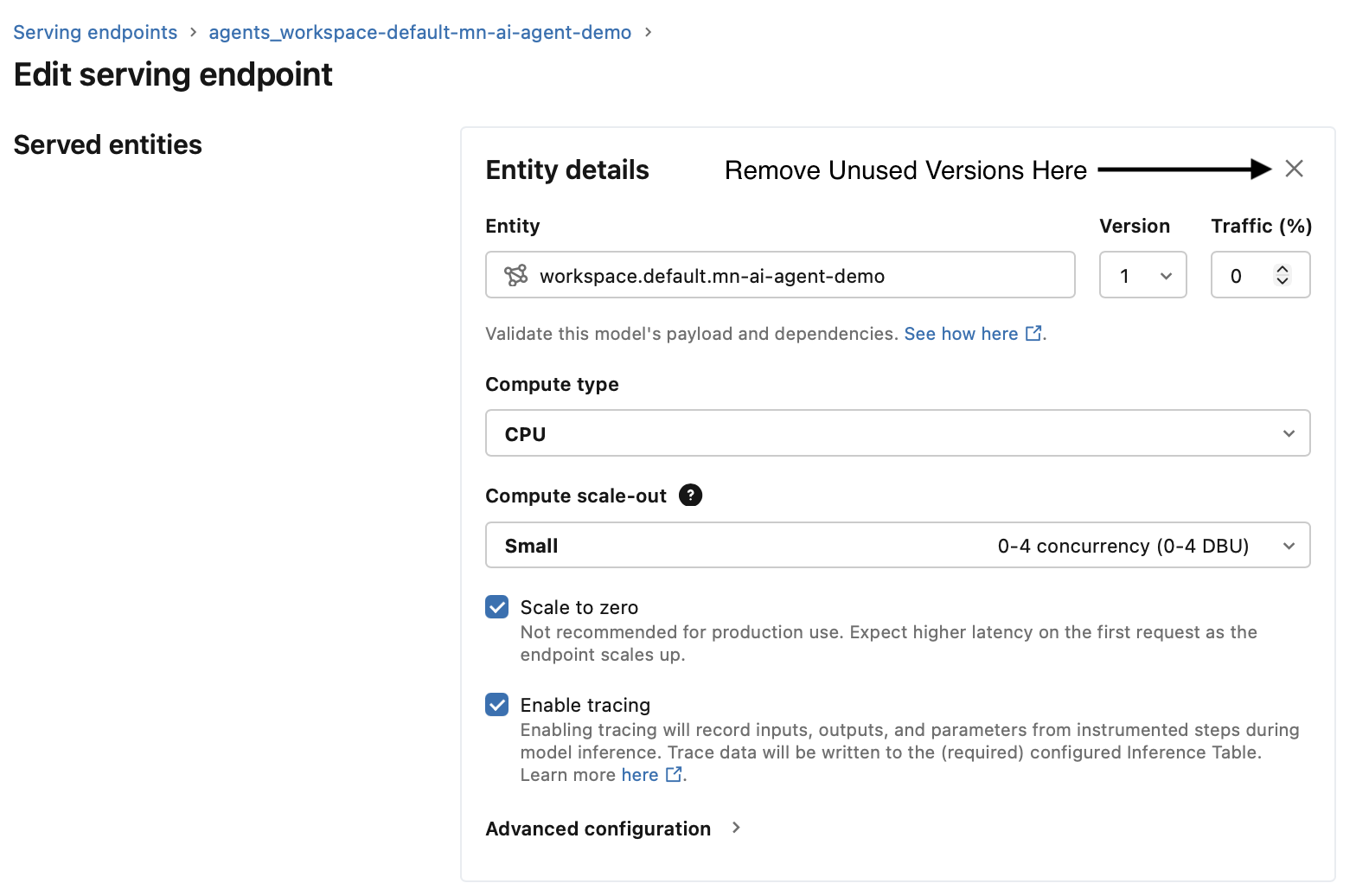 Endpoint Settings Menu